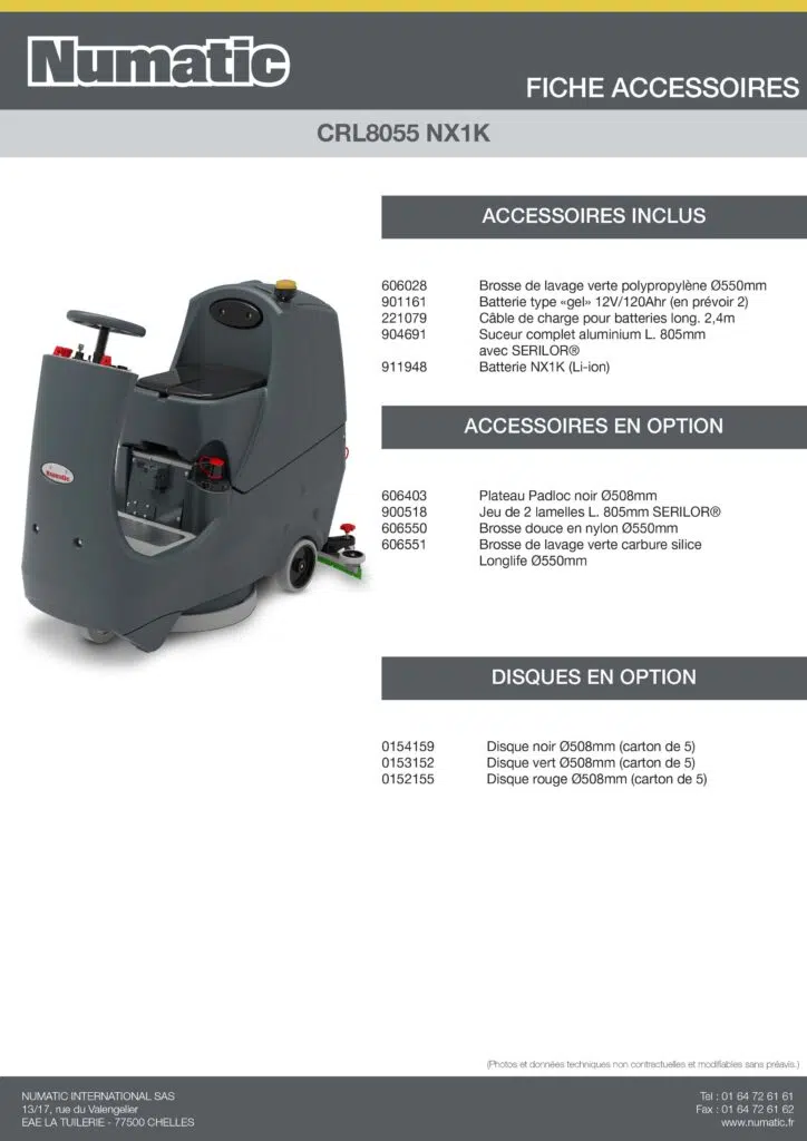 Fiche Accessoires CRL8055 NX1K