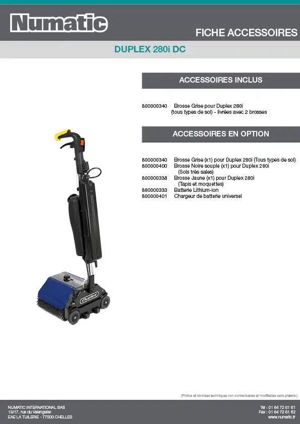 Fiche Accessoires DUPLEX 280i DC