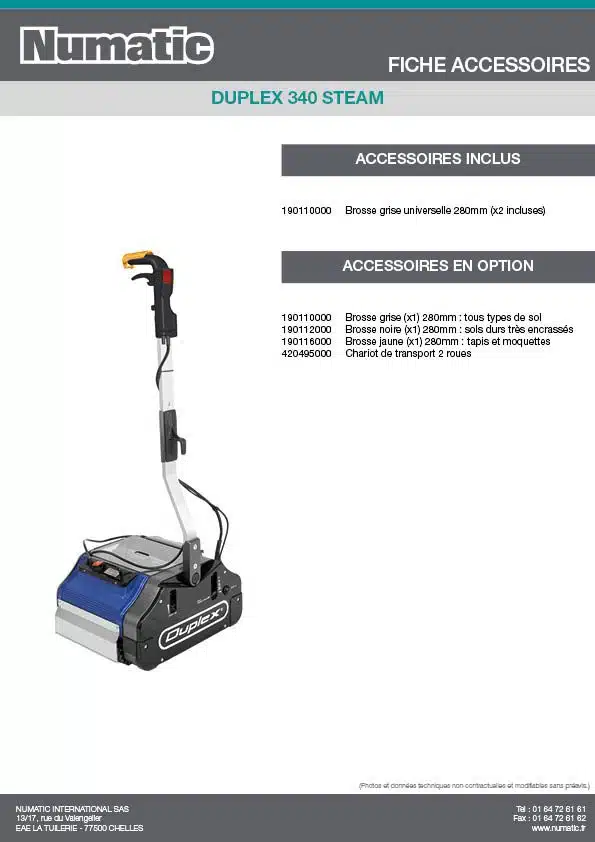 Fiche Accessoires DUPLEX 340 STEAM