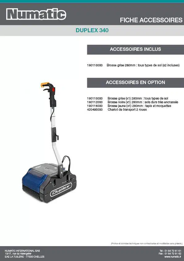 Fiche Accessoires DUPLEX 340