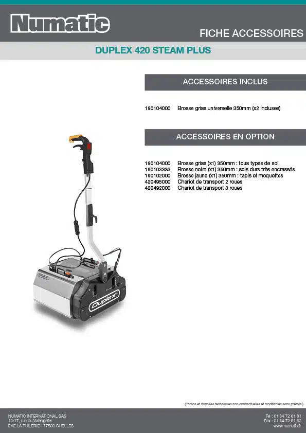 Fiche Accessoires DUPLEX 420 STEAM PLUS