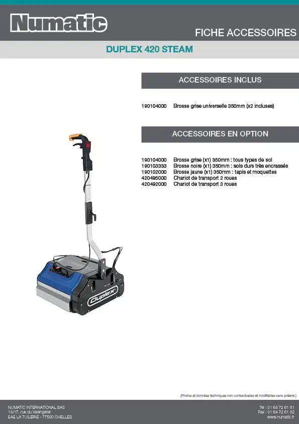 Fiche Accessoires DUPLEX 420 STEAM