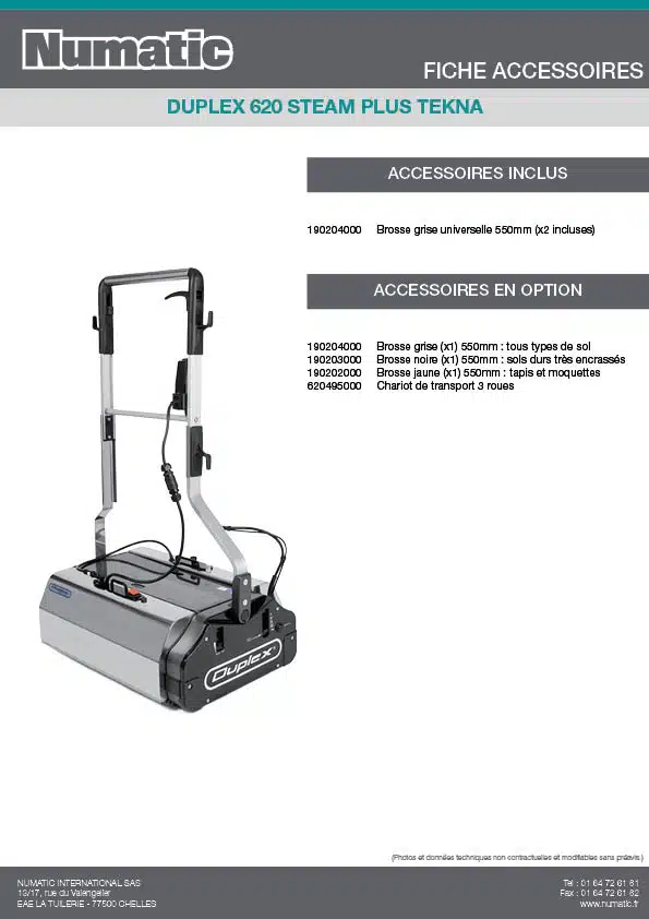 Fiche Accessoires DUPLEX 620 STEAM PLUS TEKNA