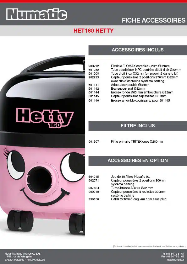 Fiche Accessoires HET160 HETTY