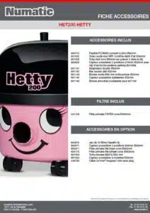 Fiche Accessoires HET200 HETTY