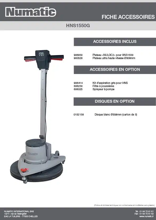 Fiche Accessoires HNS1550G