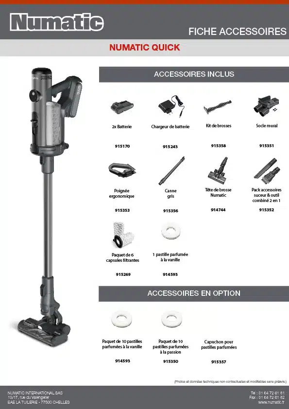 Fiche Accessoires Numatic Quick 2