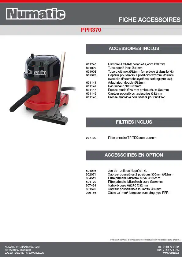 Fiche Accessoires PPR370