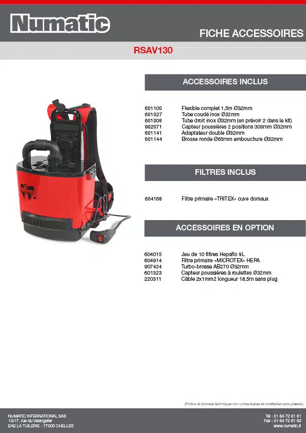 Fiche Accessoires RSAV130