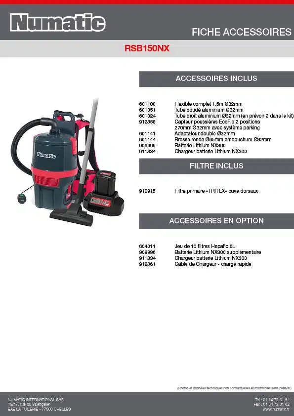 Fiche Accessoires RSB150NX