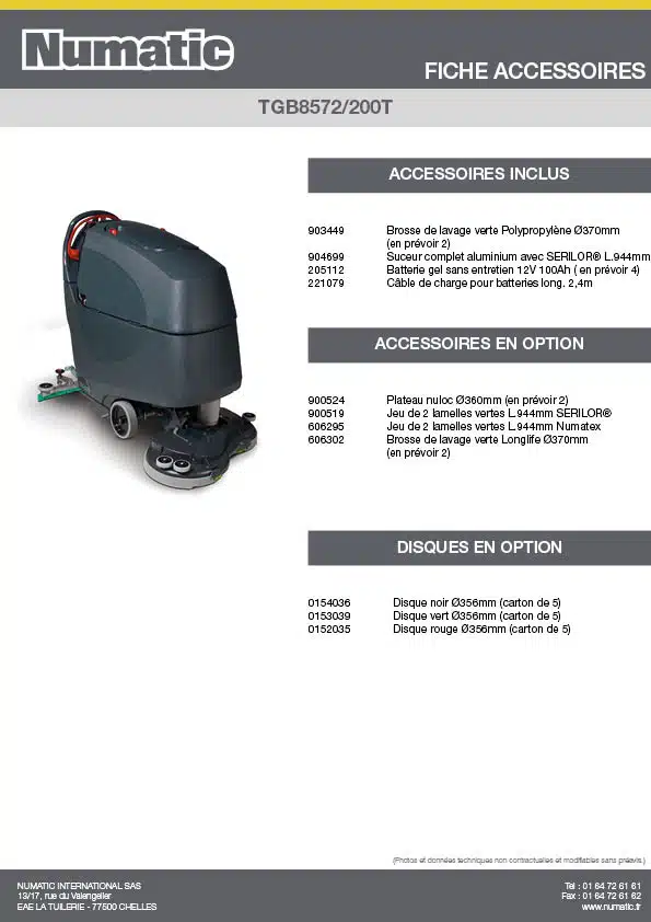 Fiche Accessoires TGB8572 200T