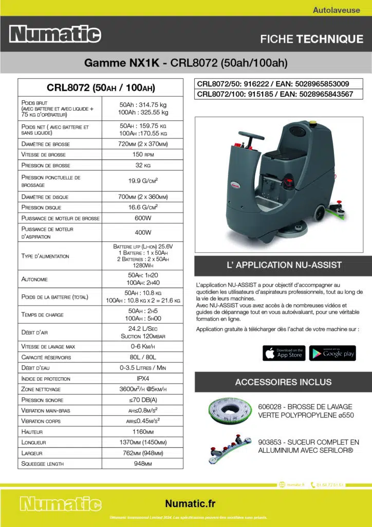 Fiche Technique CRL8072NX1K (50ah) (100ah) 916558