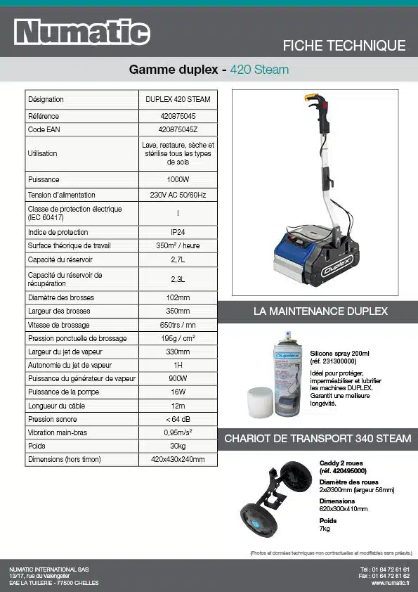 Fiche technique 420 Steam 420875045