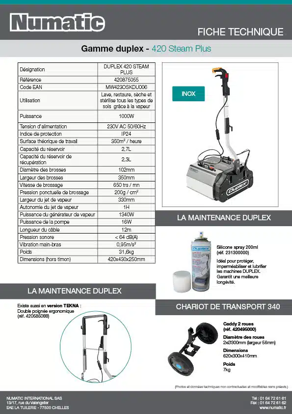 Fiche technique 420 Steam Plus 420875055