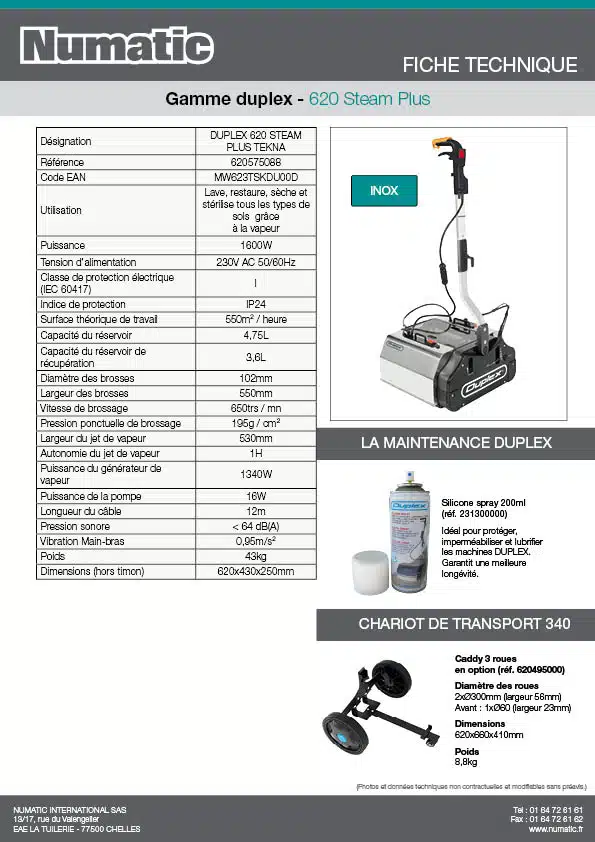 Fiche technique 620 Steam Plus Tekna 620575088