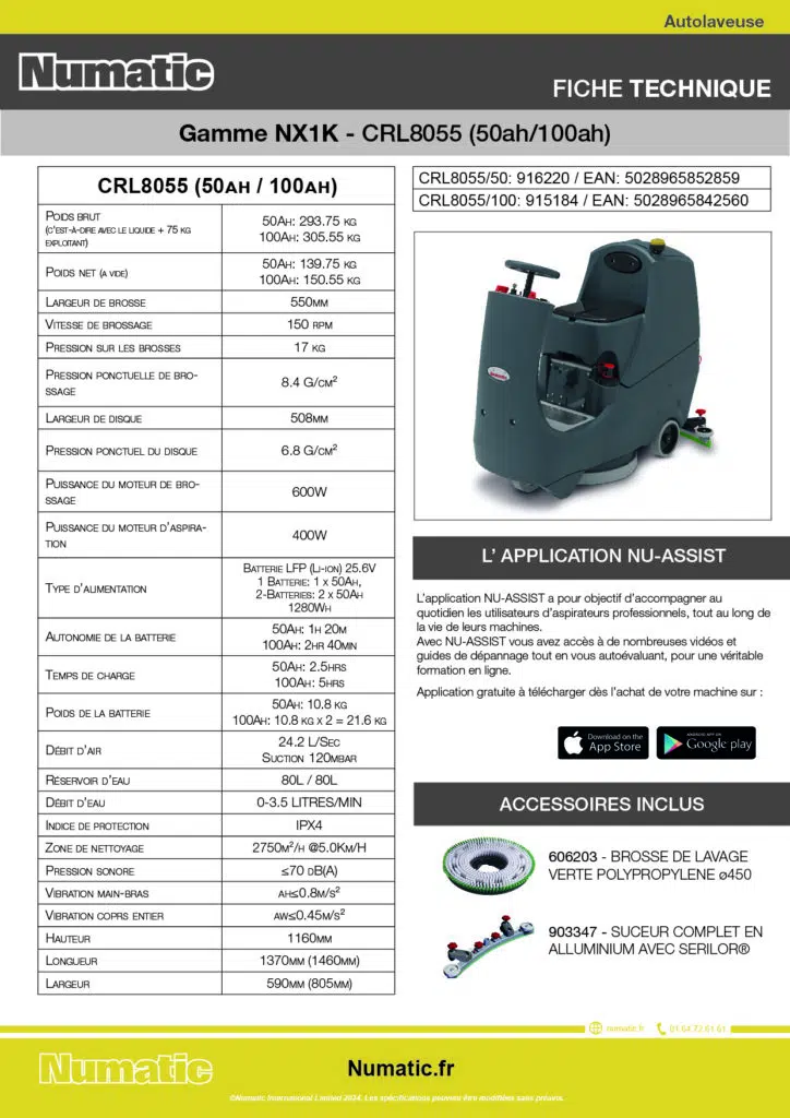 Fiche technique CRL8055NX1K (50ah) (100ah) 916557