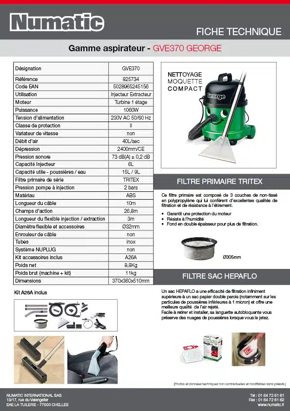 Fiche technique GVE370 george 825734