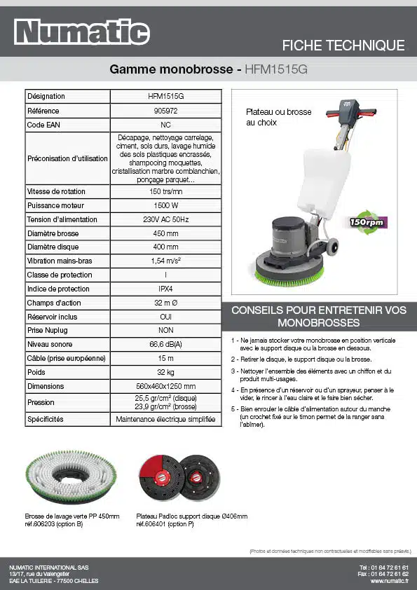 Fiche technique HFM1515G 905972