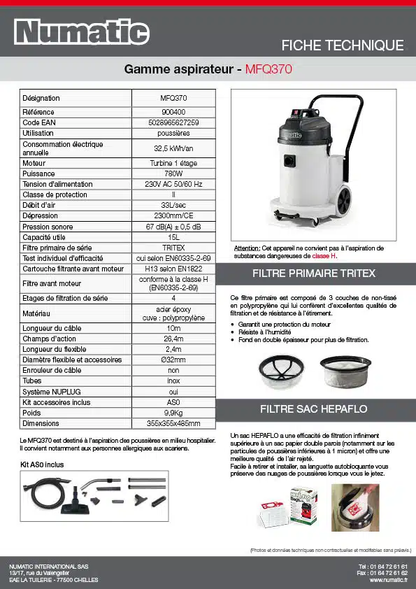 Fiche technique MFQ370 900400