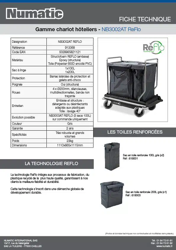 Fiche technique NB3002AT ReFlo 913368