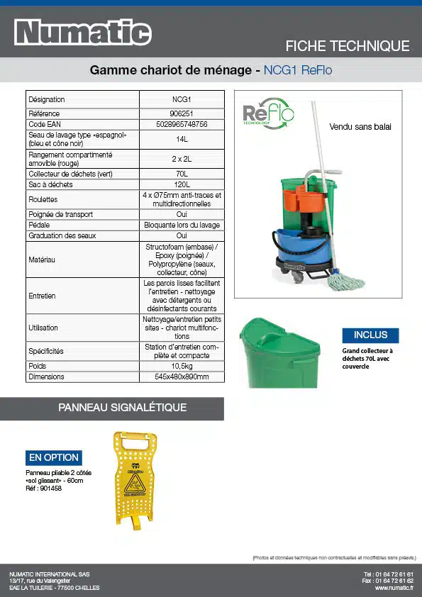 Fiche technique NCG1 ReFlo 906251