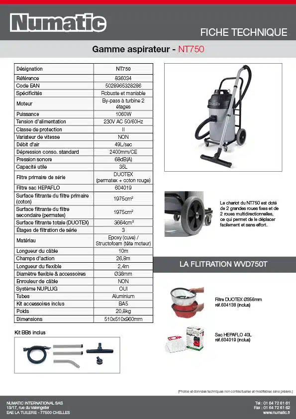 Fiche technique NT750 836034