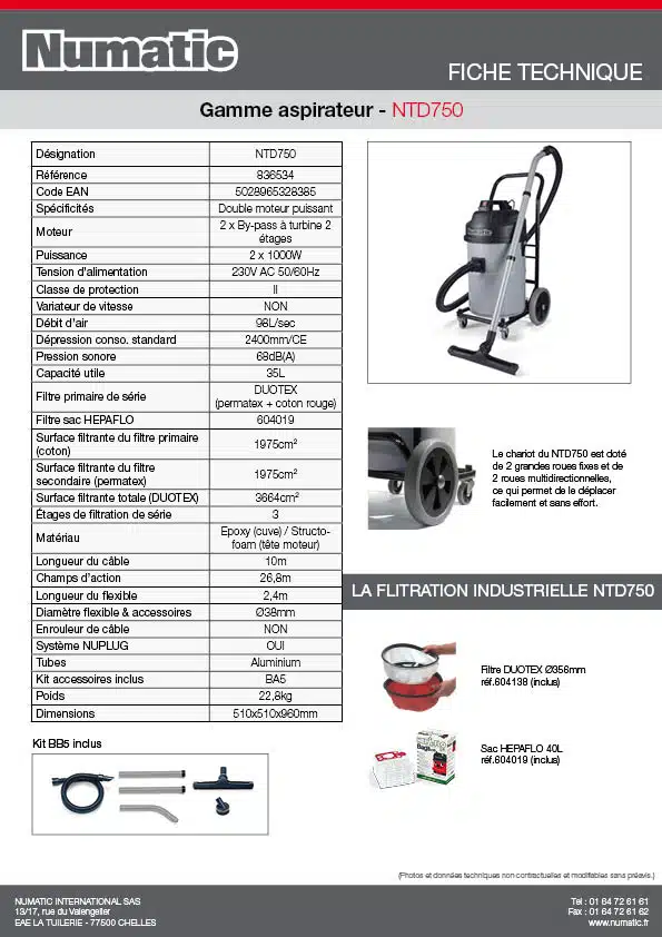 Fiche technique NTD750 836534