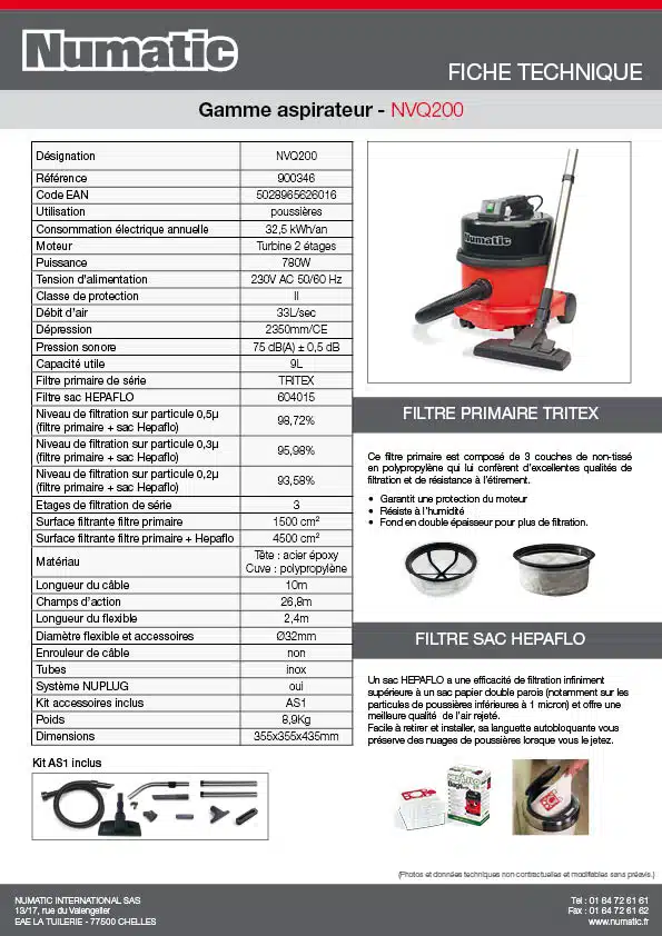 Fiche technique NVQ200 900346