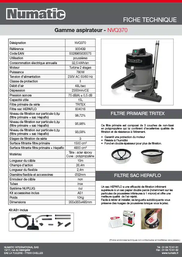 Fiche technique NVQ370 900499