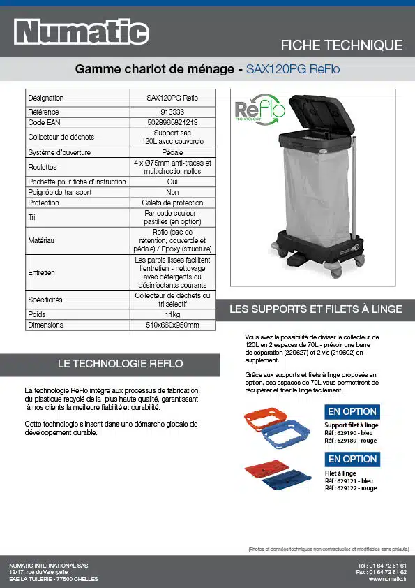 Fiche technique SAX120PG ReFlo 913336