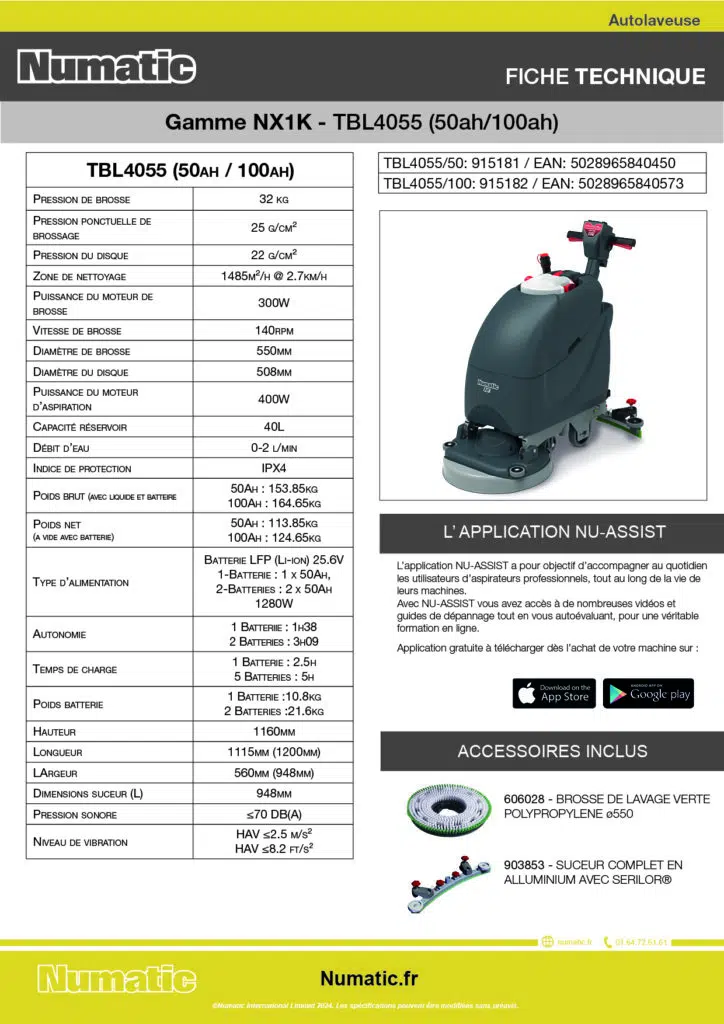 Fiche technique TBL4055NX1K (50ah 100ah) 916561