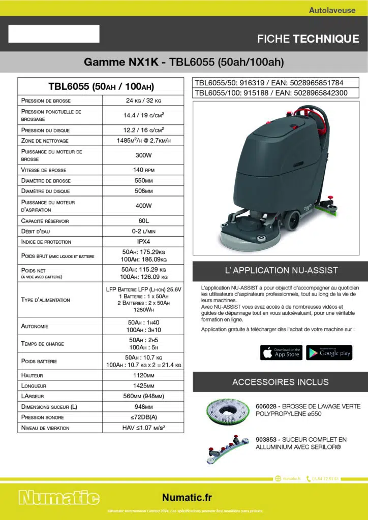 Fiche technique TBL6055NX1K (50ah) (100ah) 916563