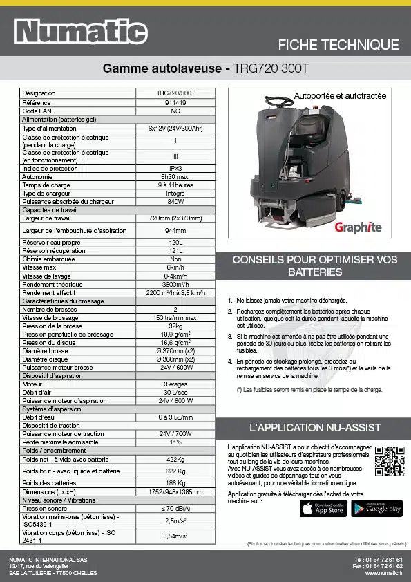 Fiche technique TRG720 300T 911419