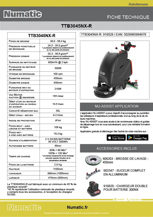 Fiche technique TTB3045NX R 918528