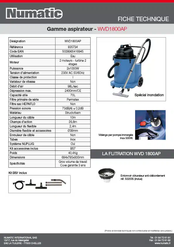 Fiche technique WVD1800AP 835734