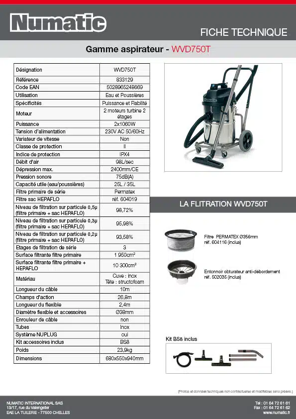 Fiche technique WVD750T 833129