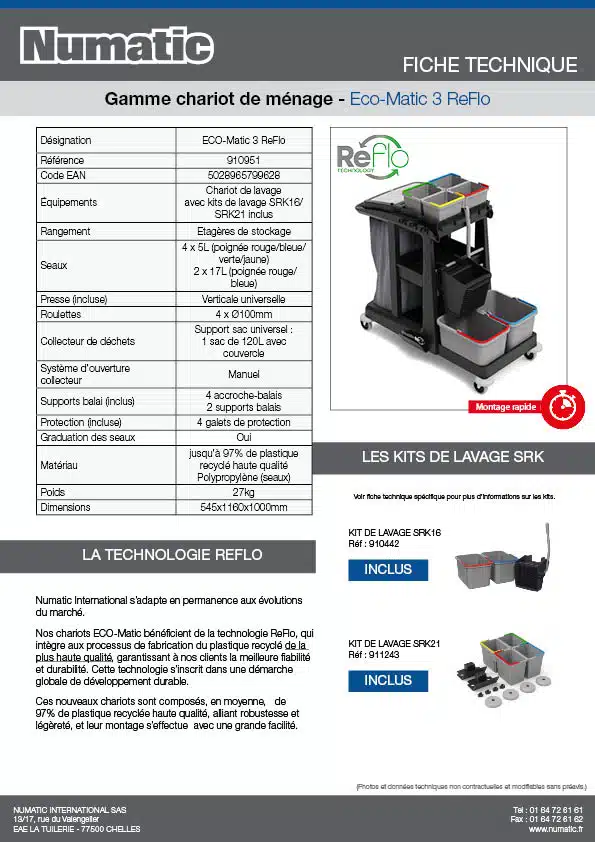 Fiche technique eco matic 3 ReFlo 910951