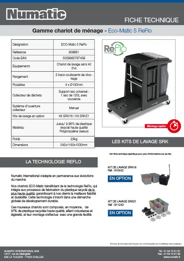 Fiche technique eco matic 5 ReFlo 909661