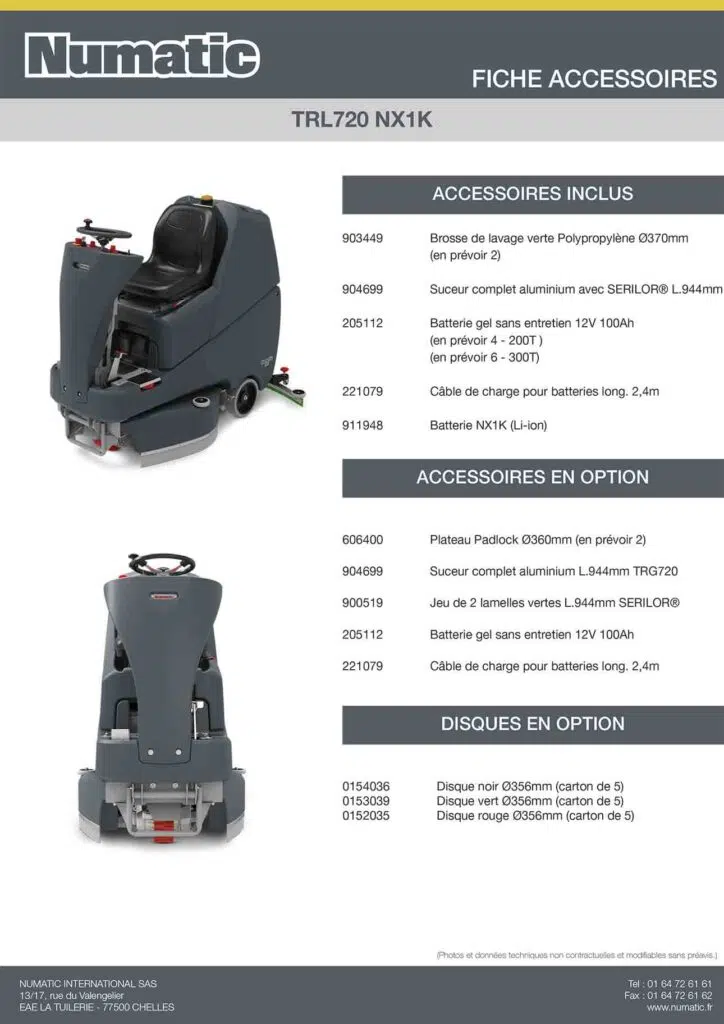 TRL720 NX1K Fiche Accessoires