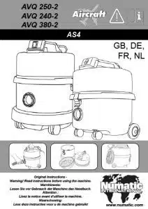 Notice d'utilisation aspirateur poussières avion AVQ250/AVQ380 Numatic