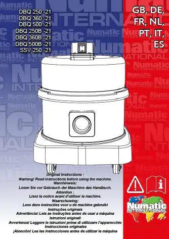 Notice d'utilisation aspirateur poussières DBQ250 Numatic