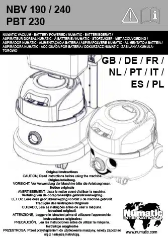 notice utilisation nbv190nx numatic