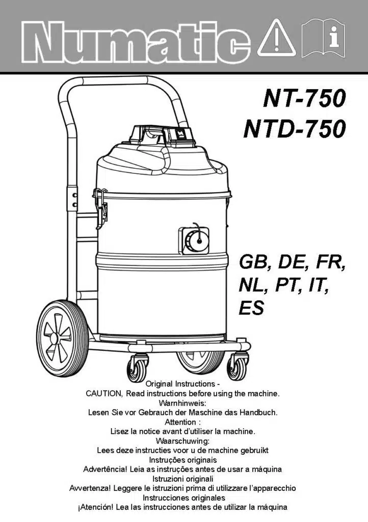 notice utilisation nt750 ntd750 numatic Page 01