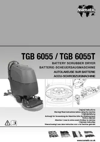 Notice d'utilisation TGB6055T Numatic